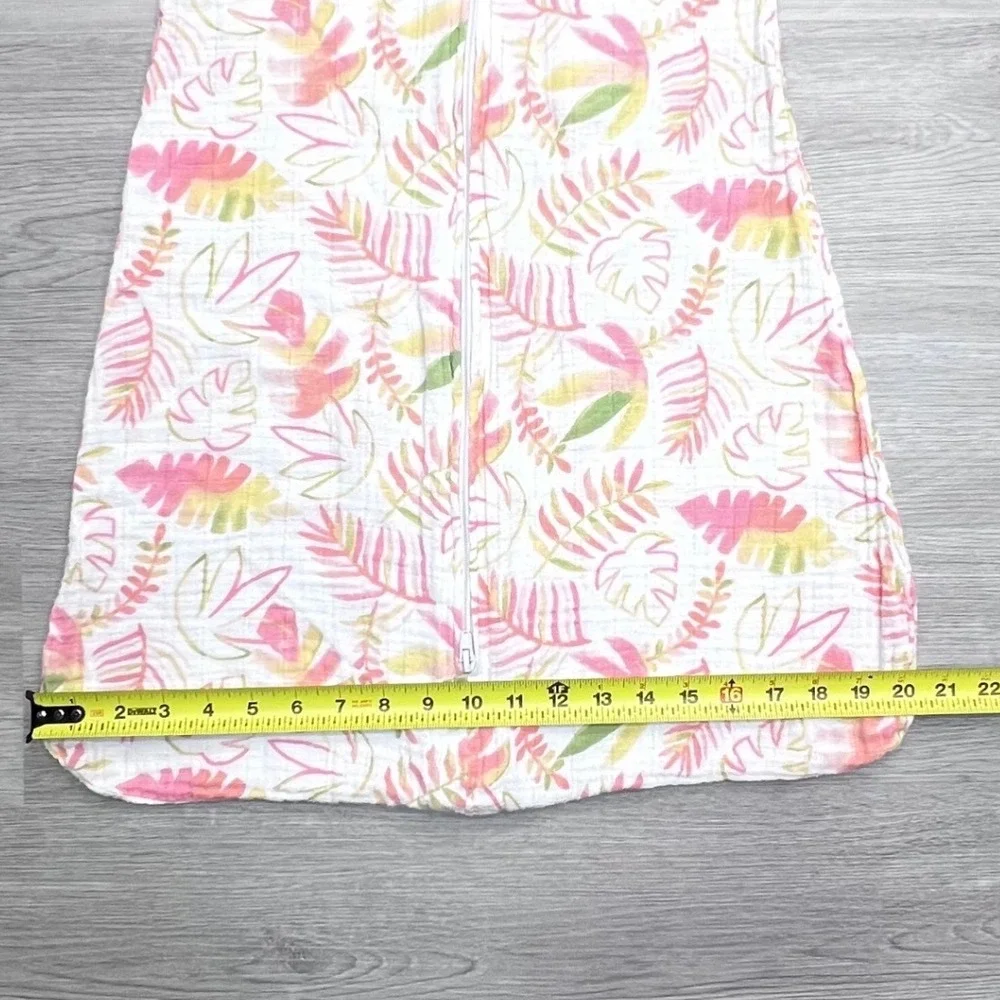 HALO SleepSack Medium 6-12M Pink Tropical Leaf Cotton Muslin Wearable Blanket